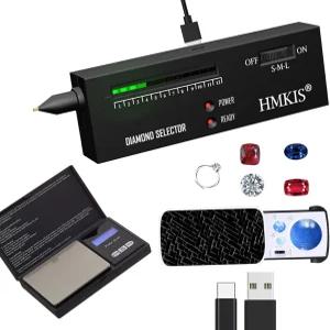 HMKIS 다이아몬드 테스터 200g/0.01g 주얼리 스케일 30배 미니 LED 배율 USB 또는 9V 배터리로 구동 다양한