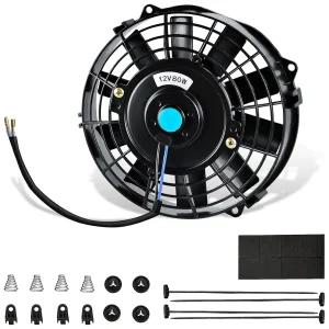 MuHize 7인치 리버서블 라디에이터 팬 - 업그레이드된 푸시 풀 슬림 전기 냉각 12V 80W 800 CFM IP67 방수