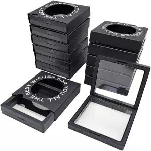 ITUTOO 12 PCS 포장 상자 3D 플로팅 프레임 디스플레이 스탠드 투명 창 주얼리 케이스 선물 보관 PE 필름