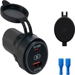 듀얼 USB 자동차 충전기 100W 고속 충전 PD 및 QC3.0 타입 C A 포트 트럭 RV 보트 마린용 12V/24V