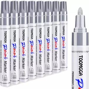 TOOMGGA 실버 페인트 펜 마커 - 금속 목재용 자동차 타이어 플라스틱 암석 도장 유리 공예 용품 방수용 8팩