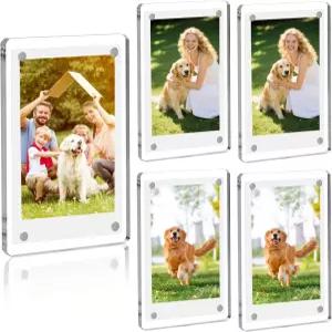 사진용 COYMOS 아크릴 미니 폴라로이드 프레임 5팩 마그네틱 냉장고 액자 Instax 디스플레이용 양면 투명