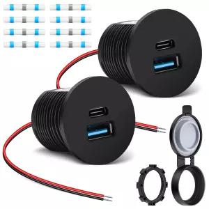 필럭 RV USB 콘센트 12V/24V 급속 충전기 듀얼 PD3.0 및 QC3.0 고속 타입 A 포트 캠퍼 밴 트레일러 보트