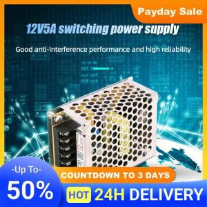 12V 5A 전원 공급 장치 어댑터 60W 스위치 LED 스트립용 220 AC에서 DC로 변환