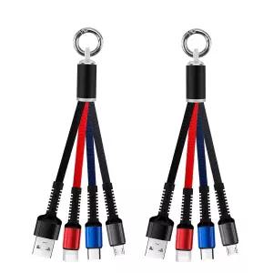 라우웨이 휴대용 멀티 충전 키체인 3 in 1 단충전 코드 여행용 0.5FT 케이블 2팩