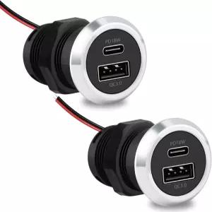 RV USB 콘센트 12V 월 마운트 듀얼 급속 충전 3.0 포트 및 PD C 충전기 해상 보트 버스 ATV 오토바이