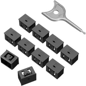 키 1개가 있는 10Pcs SFP 포트 잠금 스위치 잠금/파이버 플러그 무단 액세스 방지를 위한 먼지 캡 데이터