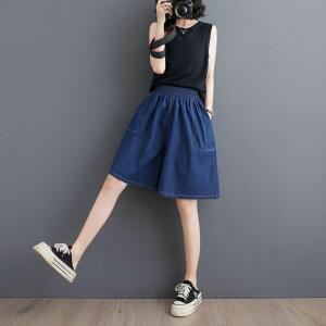 원픽 여성 여름 바지 밴딩 배기 5부 빅사이즈 청바지