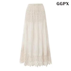 빈티지 펀칭 레이스 포인트 롱 스커트 GQBWH002D 1349564