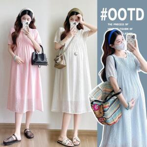 원픽 여성 임부복 여름 원피스 쉬폰 스커트 주름 빅사이즈