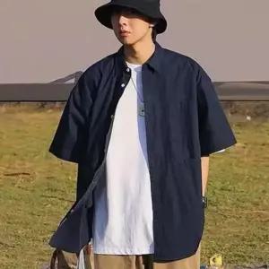 단추 카라 오버핏 셔츠 남방 시밀러룩 남여공용 기본
