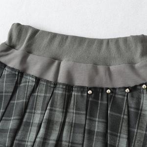 원픽 여성 나사 체크 플리츠 스커트 여름 A라인