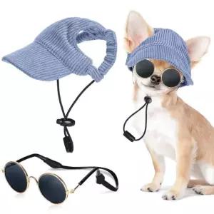 강아지 고양이 선글라스 미끄럼 방지 실리콘 로프 야구 모자 XSmall Blue