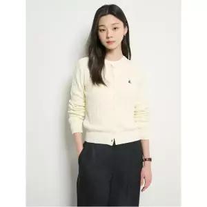 Essential 코튼 슬림케이블 카디건 아이보리 BF615AE0201350638
