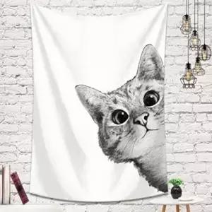 고품질 빼꼼고양이 패브릭포스터 가림막 월데코 가구인테리어 포스터 대 130X150 패브릭가림막 WFOG8OI