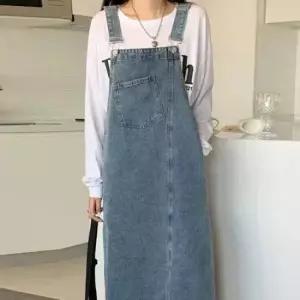 멜빵스커트 데님 멜빵 원피스 여자 롱스커트 빈티지 캐주얼 여름