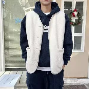 29704479-남자겨울조끼 오버핏 양면 코듀로이 골덴 양털 조끼