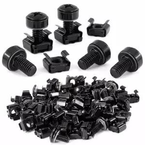 60팩 M6 x 20mm 서버 랙 나사 컴퓨터 마운트 케이지 너트 및 사각 오디오 콘솔 장착 라우터 선반 인클로저