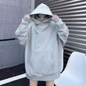 하이넥 오버핏 후드티 겨울 캐주얼 홈웨어