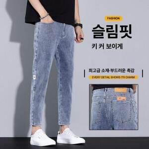 원픽 남성 여름 청바지 반바지 스판 캐주얼 슬림핏 그레이 하의 9부