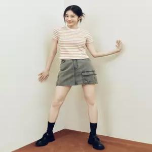 리 우먼 카고 데님 미니 스커트 블랙 3836740