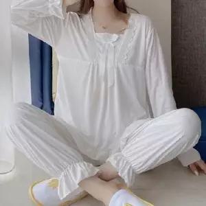 [하프클럽/]여성 리본 긴팔 편안한 파자마