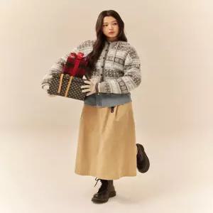 리 코듀로이 플레어 벨트 스커트 베이지 5327253