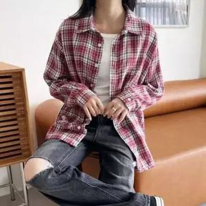 [하프클럽/]여성 체크 오버핏 데이트룩 셔츠