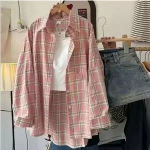 [하프클럽/]여성 루즈핏 체크 꾸안꾸 데일리룩 셔츠