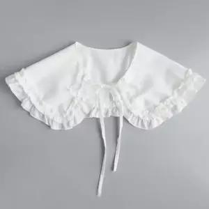 레이스카라 프릴 넥케이프 숄 칼라 브이넥페이크카라 브이넥블라우스