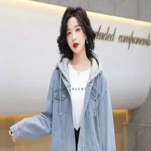 데님자켓 후드 청자켓 남녀공용 커플룩