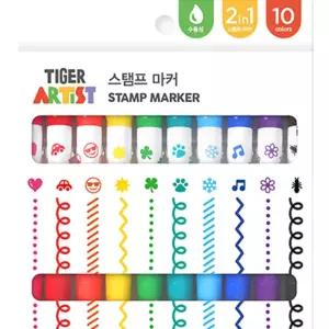 상상플레이 색칠놀이 미술놀이 2in1 10가지 재미있는 모양의 스탬프+마커 10색 세트 어린이 선물