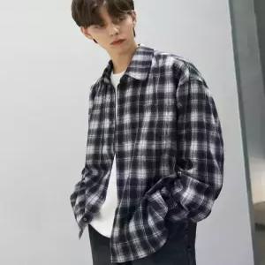 드로우핏에반 옴브레 체크 셔츠 NAVY