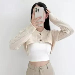 가디건 볼레로 크롭 니트 여성 긴팔 상의
