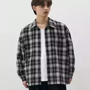 드로우핏에반 옴브레 체크 셔츠 BLACK