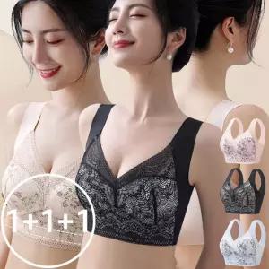 [로즈엘리]1 1 1 3컬러 심리스 레이스 볼륨 브라탑 빅사이즈브라 3장세트