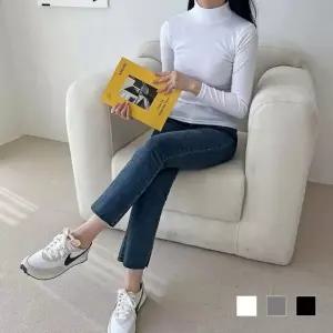폴라티 여성 하이넥 무지 긴팔 티셔츠