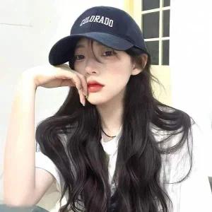 네이비 레터링 캡모자 웨이브 가발 여성가발
