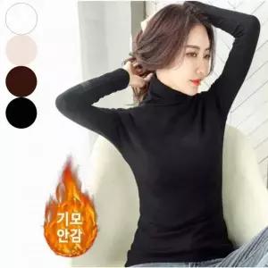 목폴라 티셔츠 여자 기모 이너 폴라티