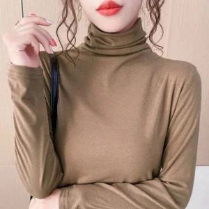 폴라티 터틀넥 티셔츠 여성 반목 이너웨어