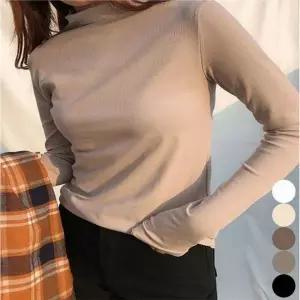 반목티 여자 하프넥 폴라티 레이어드 이너 티셔츠