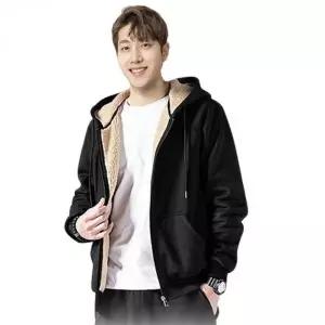기모후드티 남성 양털 후드집업 겨울 보온 아우터