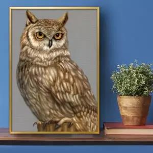 부엉이그림 액자 A3 OWL7 풍수그림 돈들어오는