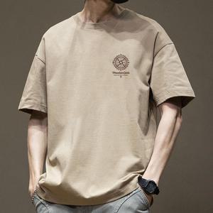 원픽 남성 여름 순면 반팔 티 빅사이즈 5부 라운드 상의