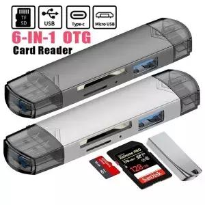 OTG 타입 C SD TF 카드 리더기 6 in 1 USB 3.0 마이크로 플래시 드라이브 어댑터 5Gbps 고속 전송 다기능