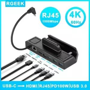 스팀 데크 도킹 스테이션 TV 베이스 스탠드 허브 홀더 도크 USB C - RJ45 이더넷 4K 60HZ HDMI 호환 콘솔