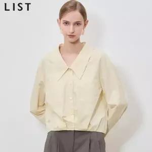 [리스트(LIST)] 와이드 칼라 크롭 셔츠 (택가격: 178000원)