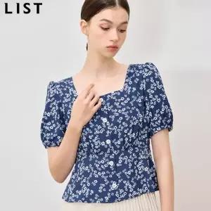 [리스트(LIST)] 플라워 데이지 스퀘어넥 블라우스 (택가격: 138000원)
