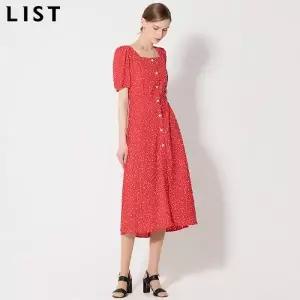 [리스트(LIST)] 소다 도트 스퀘어넥 롱 원피스 (택가격: 318000원)
