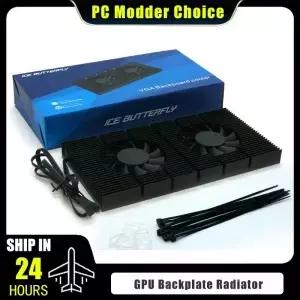 그래픽 카드 GPU 백플레이트 냉각 라디에이터 RTX 3090 4090 백플레인 메모리 VRAM 방열판 2X PWM 팬 VGA